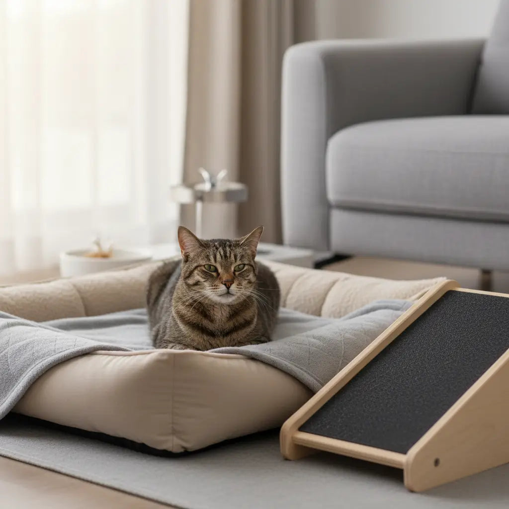 Accessoires pour chat senior améliorant le confort, la mobilité, l’alimentation et le bien-être au quotidien à la maison