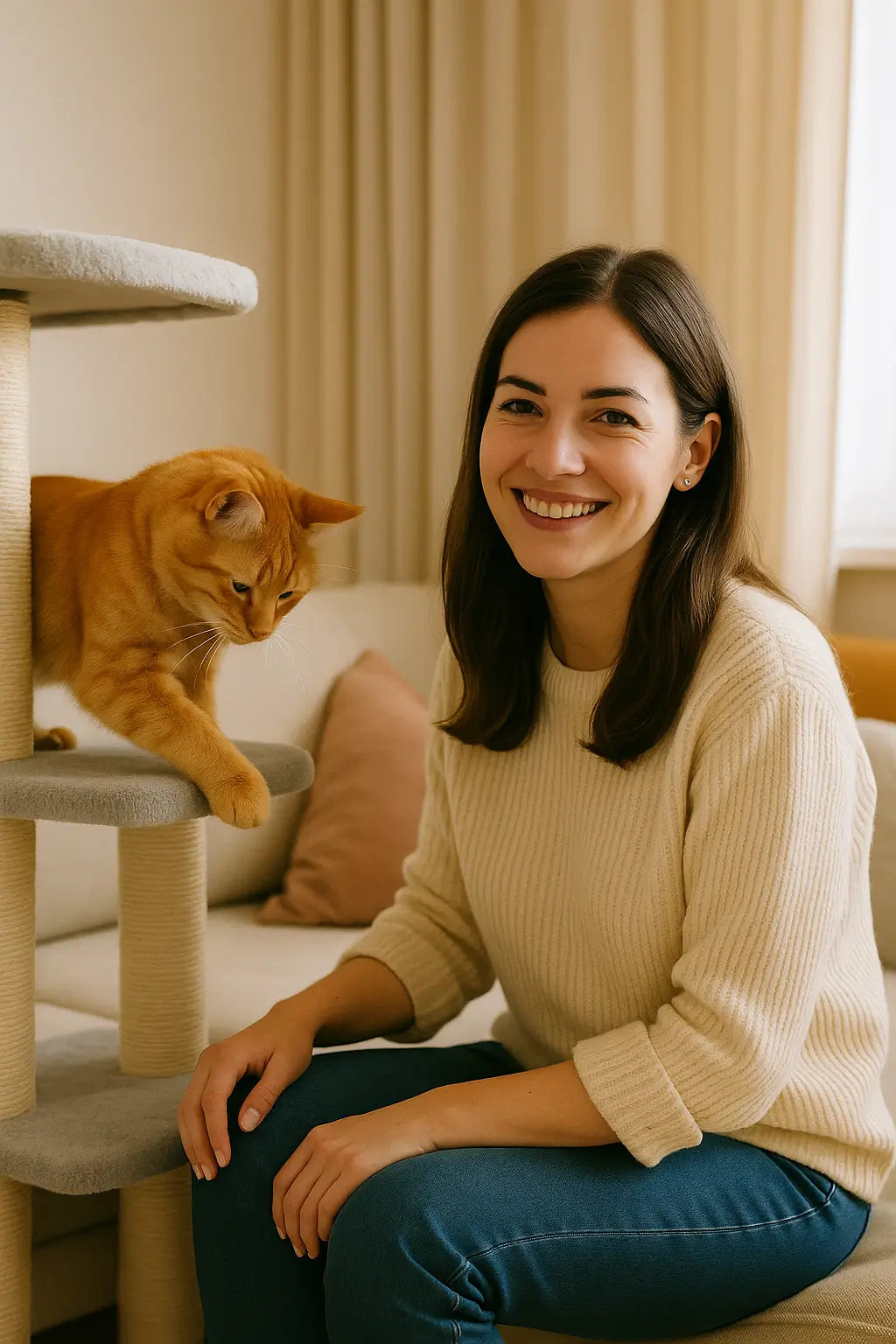 Avis client arbre à chat solide et stable : montage facile, livraison rapide et offerte, adopté immédiatement par le chat.
