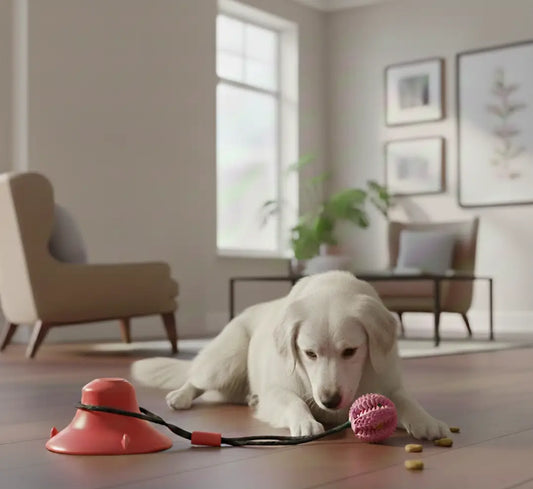 Balle de fouille chien type snuffle ball permettant à un labrador de chercher et renifler les friandises pour s’occuper durablement