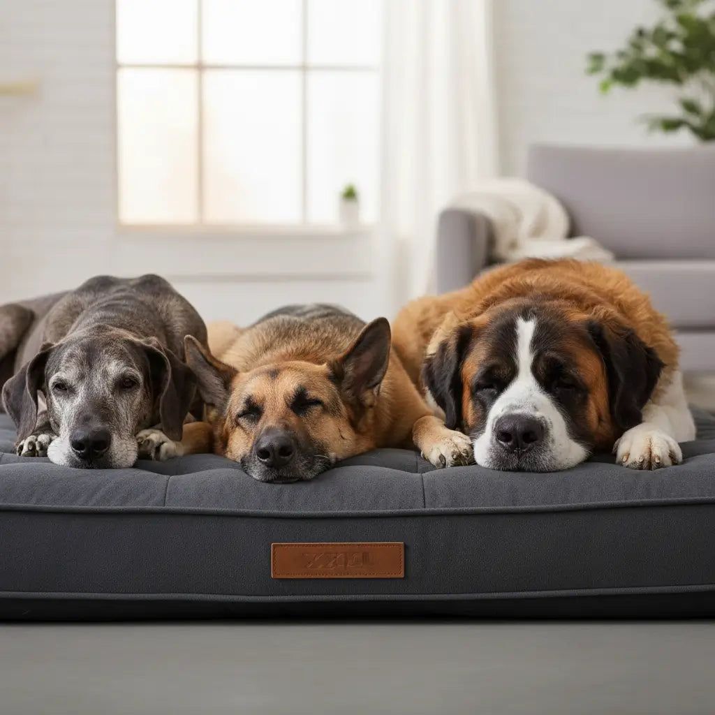 Coussin chien XXL pour grand chien et chien senior offrant une large surface de couchage, un soutien orthopédique et un confort optimal pour les chiens lourds