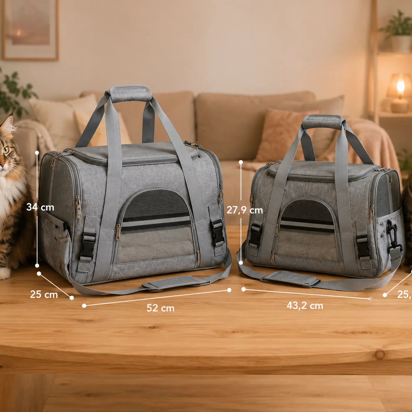 Comparatif des tailles M et L du sac transport chat pour choisir la dimension adaptée à la morphologie de ton compagnon