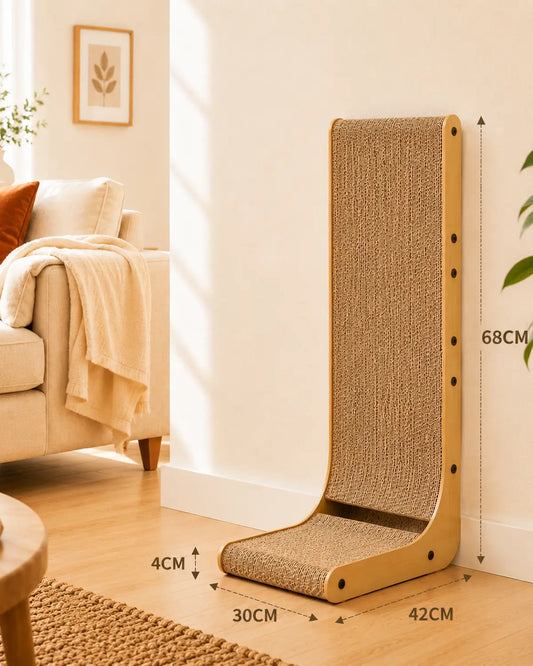 Dimensions du modèle L de griffoir pour grand chat avec surface de griffade verticale adaptée aux Maine Coons et chats de grand gabarit