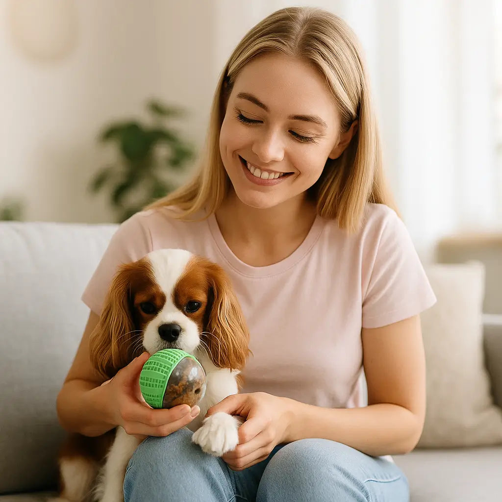 Témoignage sur balle friandise pour chien : jouet interactif qui occupe longtemps, stimule l’intelligence et favorise le calme.